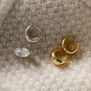 Chunky Round Hoop Stud Earrings 925 Sterling Silver Minimalist Geometric Huggies Gold Silver Earrings For Women Daily Jewelry