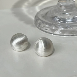 925 Sterling Silver Brushed Ball Stud Earrings Minimalist Satin Silver Round Jewelry For Women Light Luxury Ear Accessories