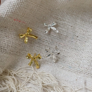Boucles d'oreilles nœud papillon en argent sterling 925 coloris or et argent