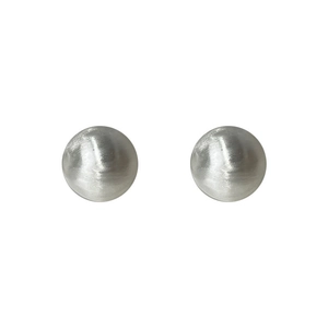 Minimalist S925 sterling silver ball stud earrings with a brushed matte metal finish