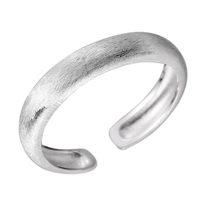 Minimalist 925 sterling silver open ring with a matte brushed finish and polished interior