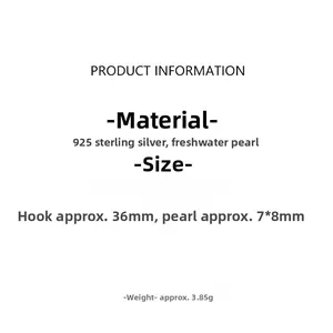 Detail specifications: 925 sterling silver, freshwater pearl 7*8mm, 3.85g weight info