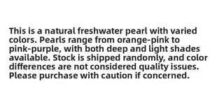 Graphique détaillé montrant des perles d'eau douce naturelles aux tons orange et violets