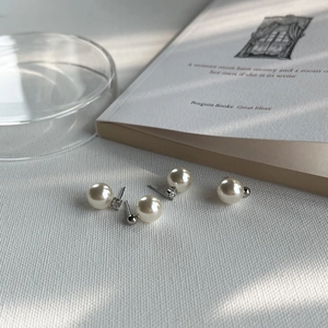 Minimalist vintage style 925 silver faux pearl earring set with two unique elegant designs