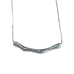 Minimalist S925 sterling silver snake chain necklace with abstract irregular metal pendant