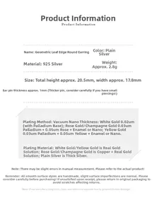 Detailed product specifications for S925 sterling silver ruffled texture hoop earrings