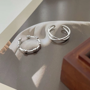 Minimalistische S925 Sterling Silber Herz und Crossover Linie offene Ringe für Damen