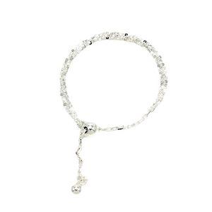 Minimalist S925 sterling silver double-layer chain ring with adjustable tassel design
