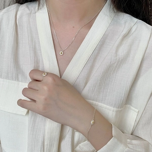 Minimalist 925 sterling silver daisy jewelry set including necklace bracelet and ring