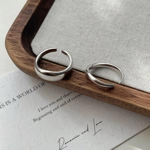 S925 sterling silver minimalist irregular open ring set with high-polish finish