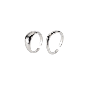 S925 sterling silver minimalist irregular open rings with polished finish for women