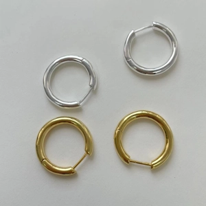 Détails des créoles épaisses en argent sterling S925 en finitions or et argent