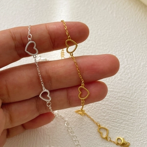 925 sterling silver heart link bracelets in gold and silver finish for women