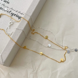 Minimalist 925 sterling silver sequin necklaces in gold and silver finish for women