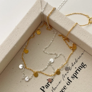 Minimalist 925 sterling silver round disc pendant necklaces in gold and silver finish