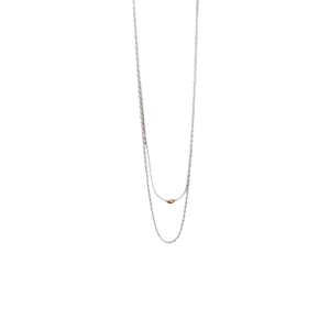 Collana a doppio strato in argento S925 minimalista con pendente a fagiolo d'oro