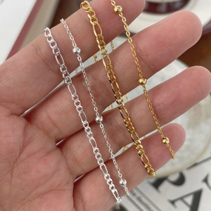 Elegant S925 sterling silver beaded cross bracelets in gold and silver finishes