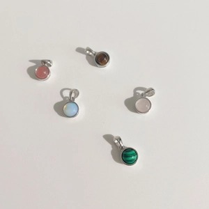 Ensemble de pendentifs minimalistes en argent S925 avec pierres gemmes rondes