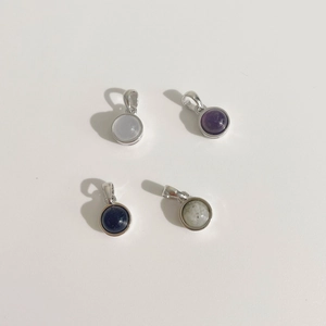 Pendentifs minimalistes en argent S925 avec labradorite ronde et pierres précieuses d'agate