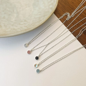 S925 sterling silver necklaces featuring five colors of natural crystal stone pendants