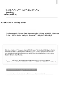 Detaillierte Spezifikationen der S925 Sterling Silber Schleife Ohrringe mit Maßen