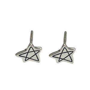 Boucles d'oreilles étoiles en argent sterling S925 avec contour noir pour femmes