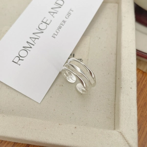 Bague ouverte minimaliste à trois couches torsadées en argent sterling S925 poli