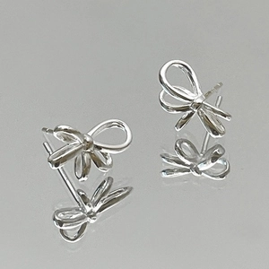 Minimalistische 925 Sterling Silber Schleife Ohrstecker Elegante Schleife Design Gold Silber Täglich Schmuck Zubehör Für Damen