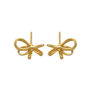 Minimalistische S925 Sterling Silber Schleife Ohrstecker in elegantem Goldband Design