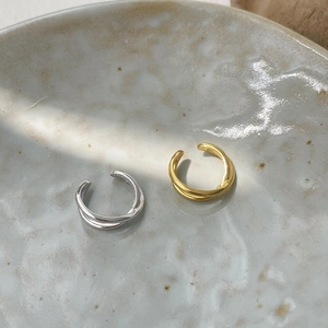 Minimalist X-shape twisted cuff earrings in polished gold and silver finishes