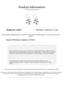 Detailed S925 sterling silver flower earring dimensions and plated layer specifications