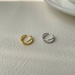 Minimalist S925 sterling silver X-shaped intertwined ear cuffs in gold and silver finish