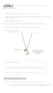Detail specifications for S925 sterling silver necklace with natural pearls and 40cm chain