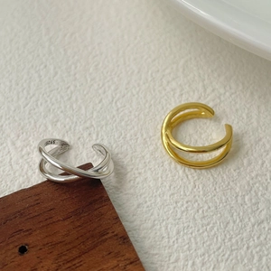 Minimalist S925 sterling silver X-shaped criss-cross ear cuffs in gold and silver set