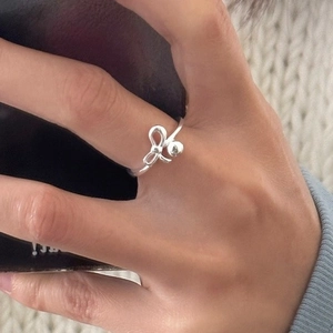Anello Regolabile Aperto a Fiocco in Argento Sterling 925 Minimalista per Donna Gioielli di Moda in Stile Coreano Regalo Accessorio