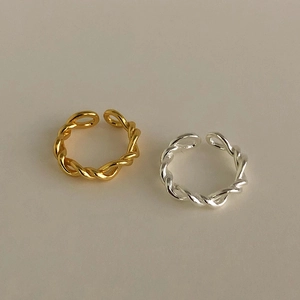 Minimalist S925 silver twisted rope rings in gold and silver finish with open design