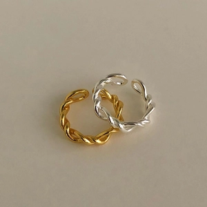 Minimalist S925 sterling silver twisted rope rings in gold and silver finish