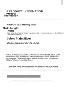 Detailed S925 silver ring specifications showing 17.4mm inner diameter and 1.7g weight