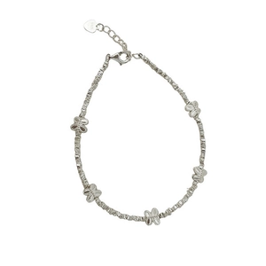 Handcrafted S925 sterling silver beaded bracelet with faceted butterfly charms for women