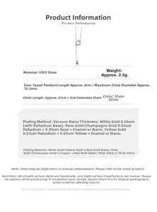 Detailed specs of S925 sterling silver interlocking rings necklace with tassel pendant