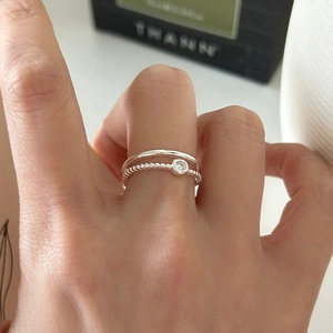 Zweilagiger Ring aus 925er Sterlingsilber mit Zirkoniasteinen für Damen