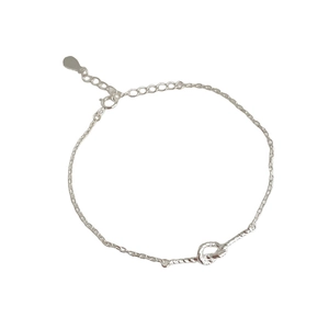 French style S925 sterling silver twisted knot heart bracelet with shiny polished finish