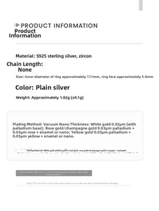 Detaillierte S925 Sterlingsilber Ring Spezifikationen mit 17,1 mm Durchmesser und Gewicht