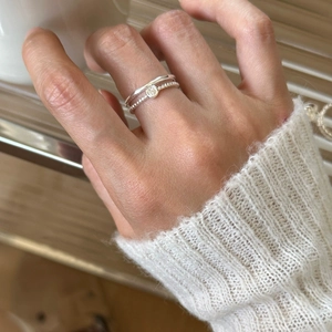 925 Sterlingsilber Doppelschicht Perlen Offener Ring Für Damen Minimalistisch Zirkonia Verstellbar Geometrisch Fingerring Schmuck Geschenk