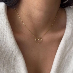 Minimalistische S925 Sterling Silber Herzkette für Damen mit vergoldetem Herzanhänger