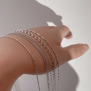 S925 Sterling Silber Ketten Set mit verschiedenen mehrlagigen Perlen- und Gliederketten