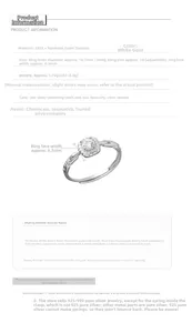 Detailed size specifications of S925 sterling silver square zircon chain ring