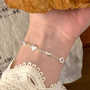Bracelet Pendentif Dessert Pain en Argent Sterling 925 Pour Femmes Minimaliste Croissant Gaufre Beignet Bracelet Chaîne Géométrique Bijoux de Mode