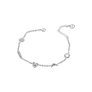Bracelet élégant en argent sterling S925 avec breloques de gaufres et croissants