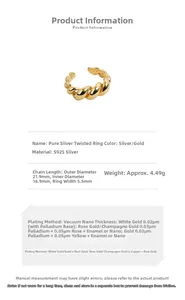 Detaillierte Größentabelle für den Croissant-Ring aus S925 Sterlingsilber in Gold
